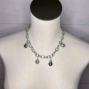 Silver Holiday bauble matching necklace & bracelet set